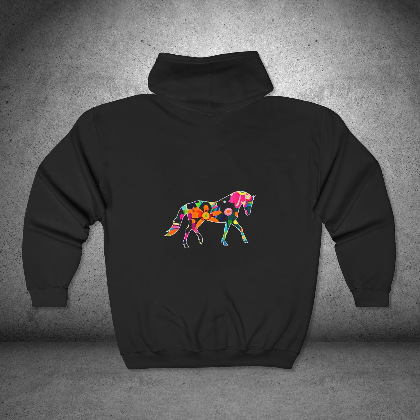 Horse Lover Full Zip Hoodie Jacket,  Floral Horse Pattern, personalized