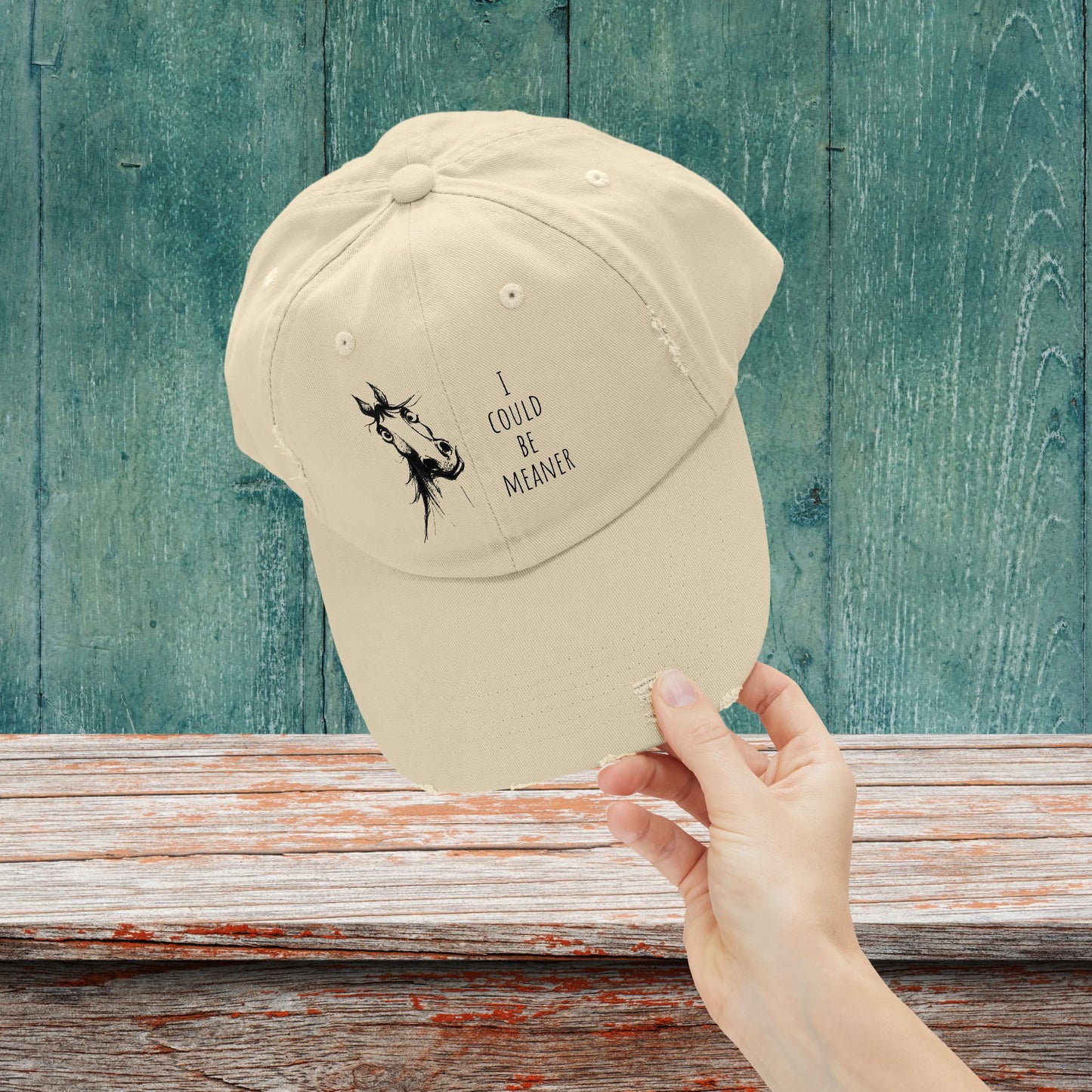 Funny Ornery Mare Hat - "I Could Be Meaner" Horse Lover
