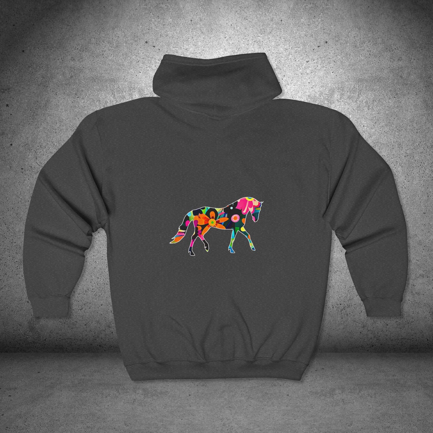 Horse Lover Full Zip Hoodie Jacket,  Floral Horse Pattern, personalized