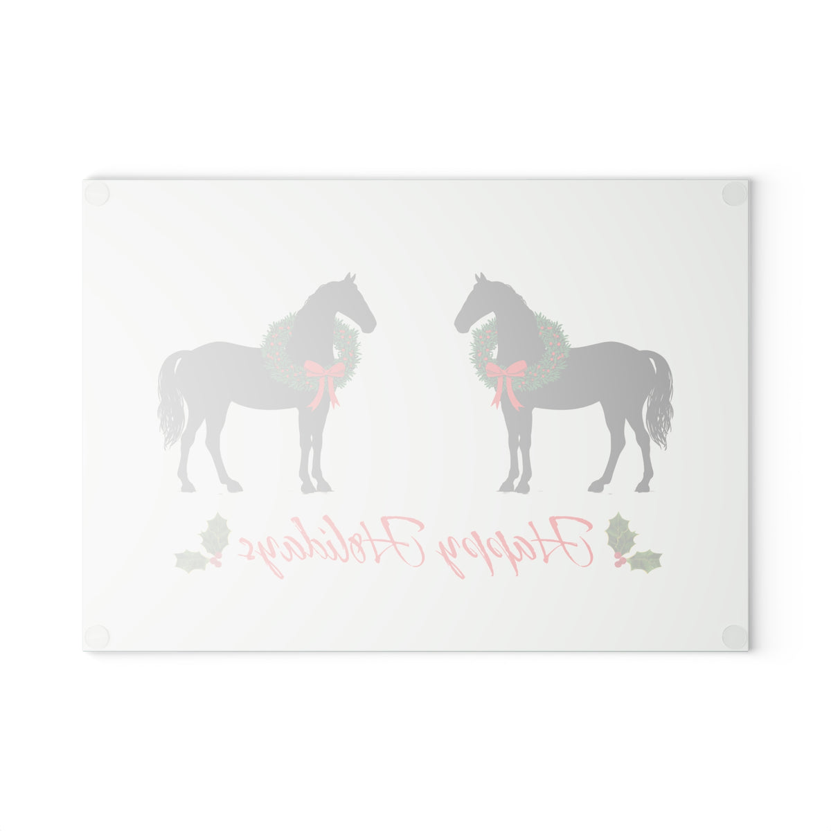 Christmas Horse glass cutting board – Personalized Black Christmas Horse