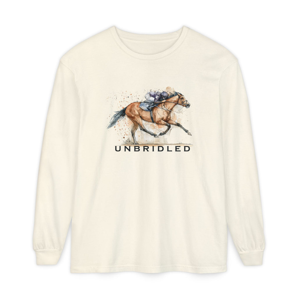 Unbridled Racehorse Long Sleeve Shirt – Comfort Colors Horse Racing Tee