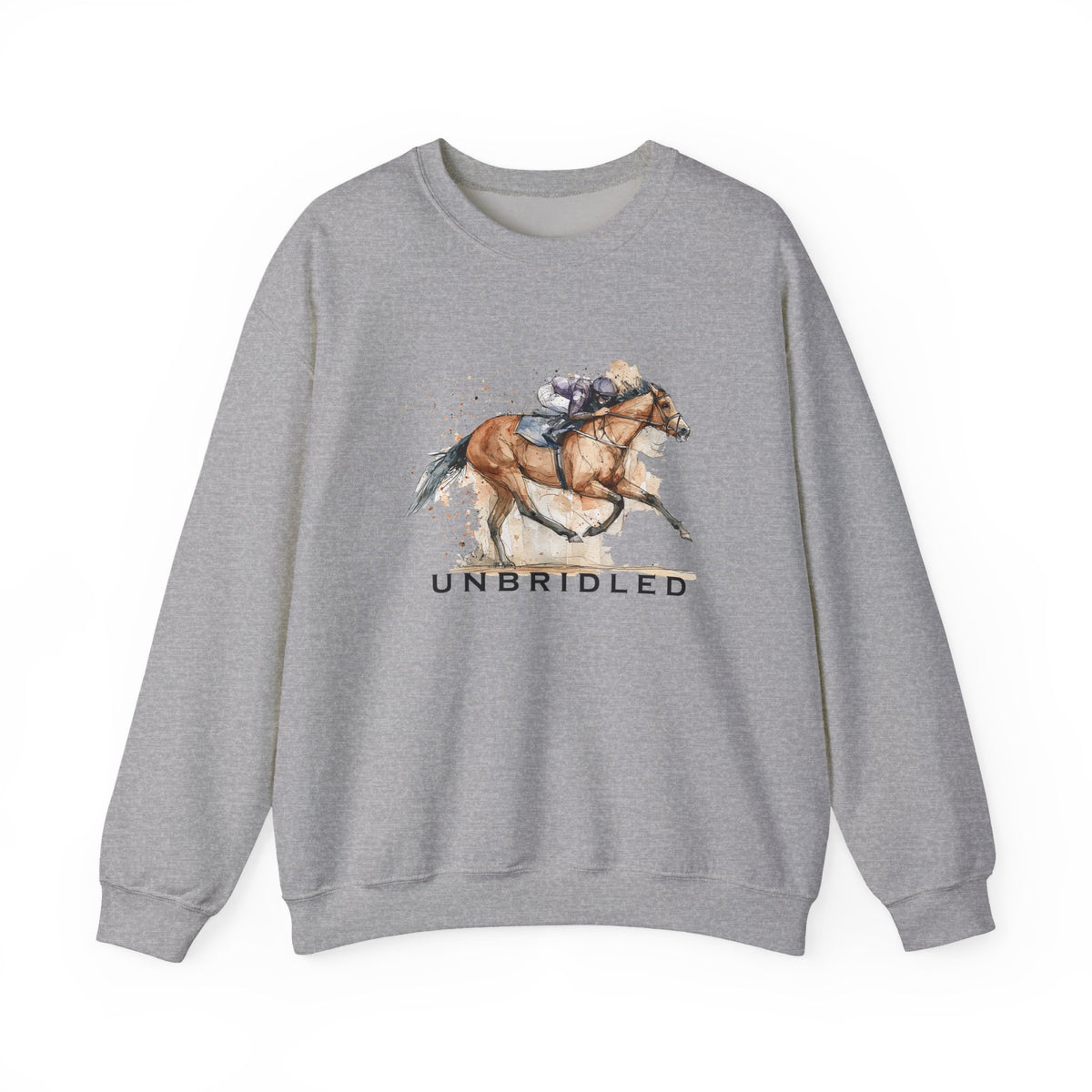 Unbridled Racehorse Sweatshirt – Watercolor Horse Racing Crewneck