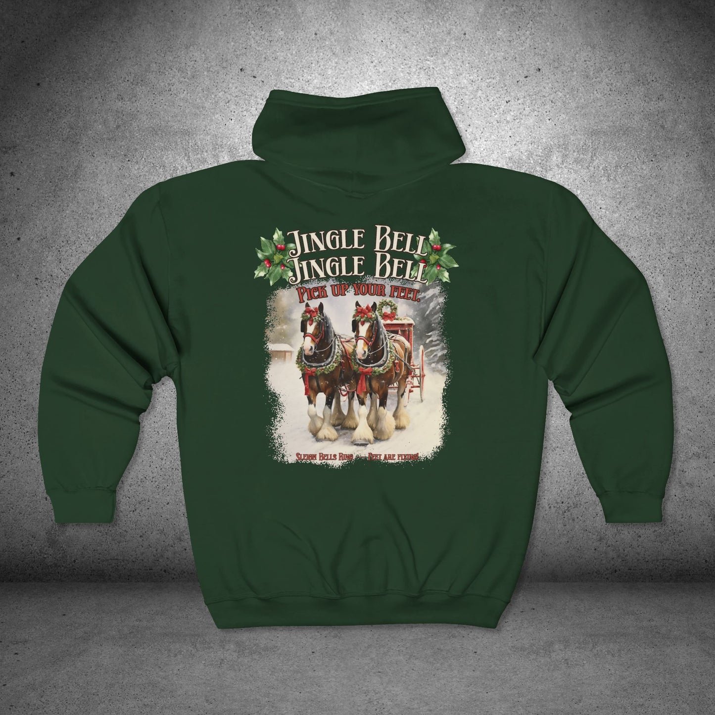 Jingle Horse Christmas Full-Zip Hoodie – Draft Horse Holiday Sweatshirt