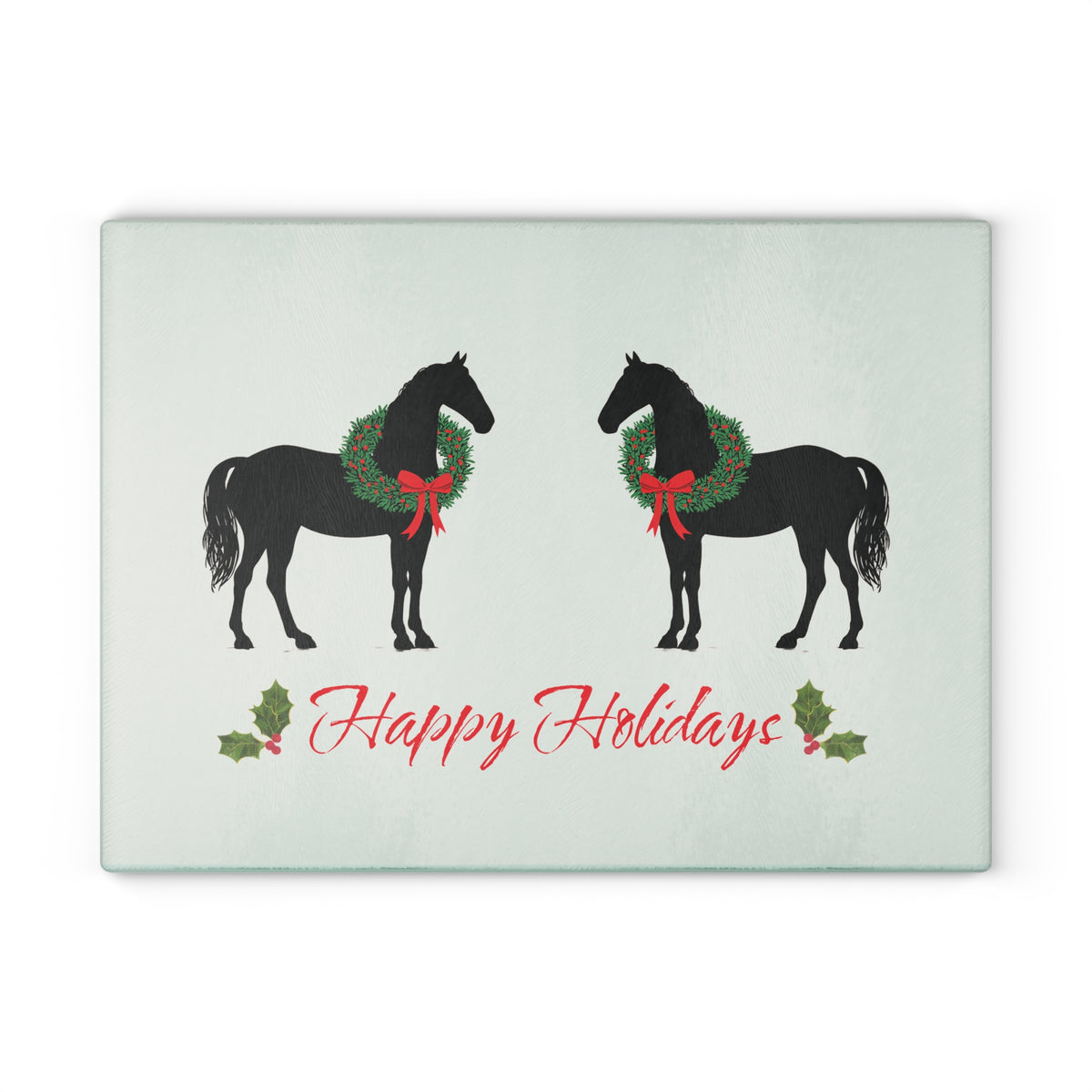 Christmas Horse glass cutting board – Personalized Black Christmas Horse