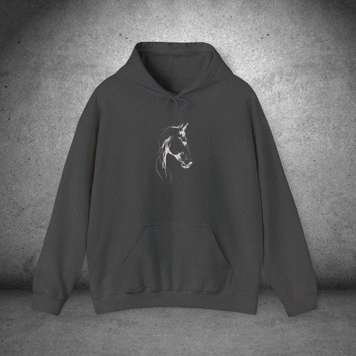 Minimal Sketch Horse Hoodie — Simple Equestrian Art Sweatshirt