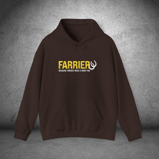 Farrier Hoodie – "Because Horses Need a Hero Too" Pullover for Farriers & Equestrian Fans