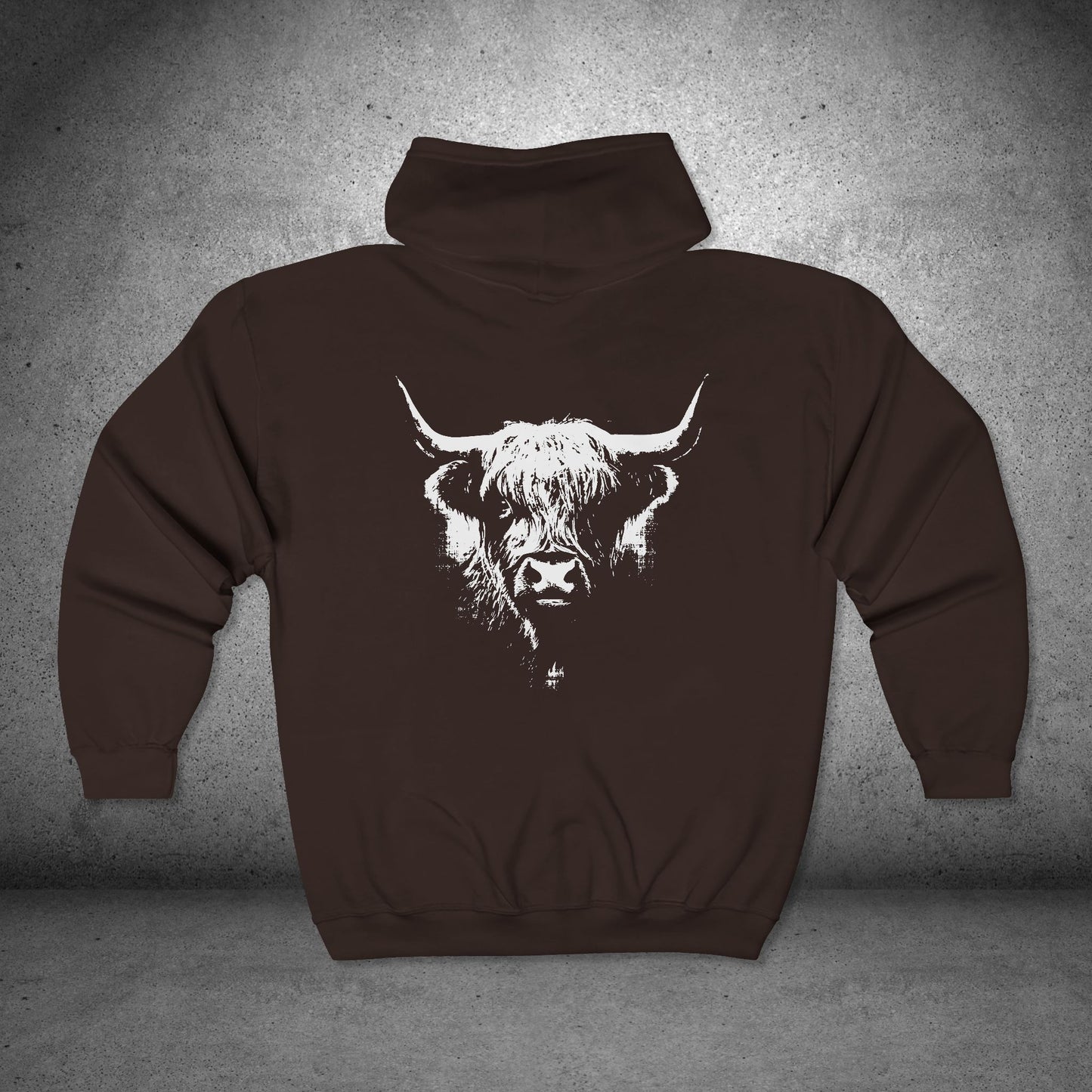 Highland Cow Zip-Up Hoodie – Cozy Farm & Country Jacket