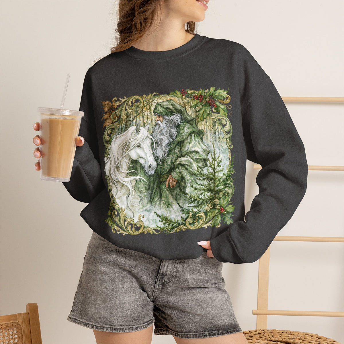 A Christmas Visit Horse Christmas Sweatshirt – Father Christmas