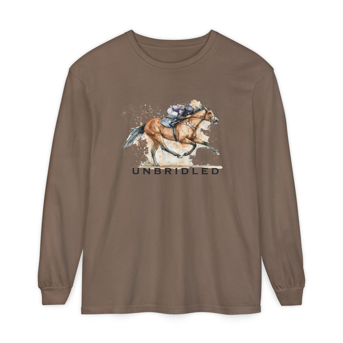 Unbridled Racehorse Long Sleeve Shirt – Comfort Colors Horse Racing Tee