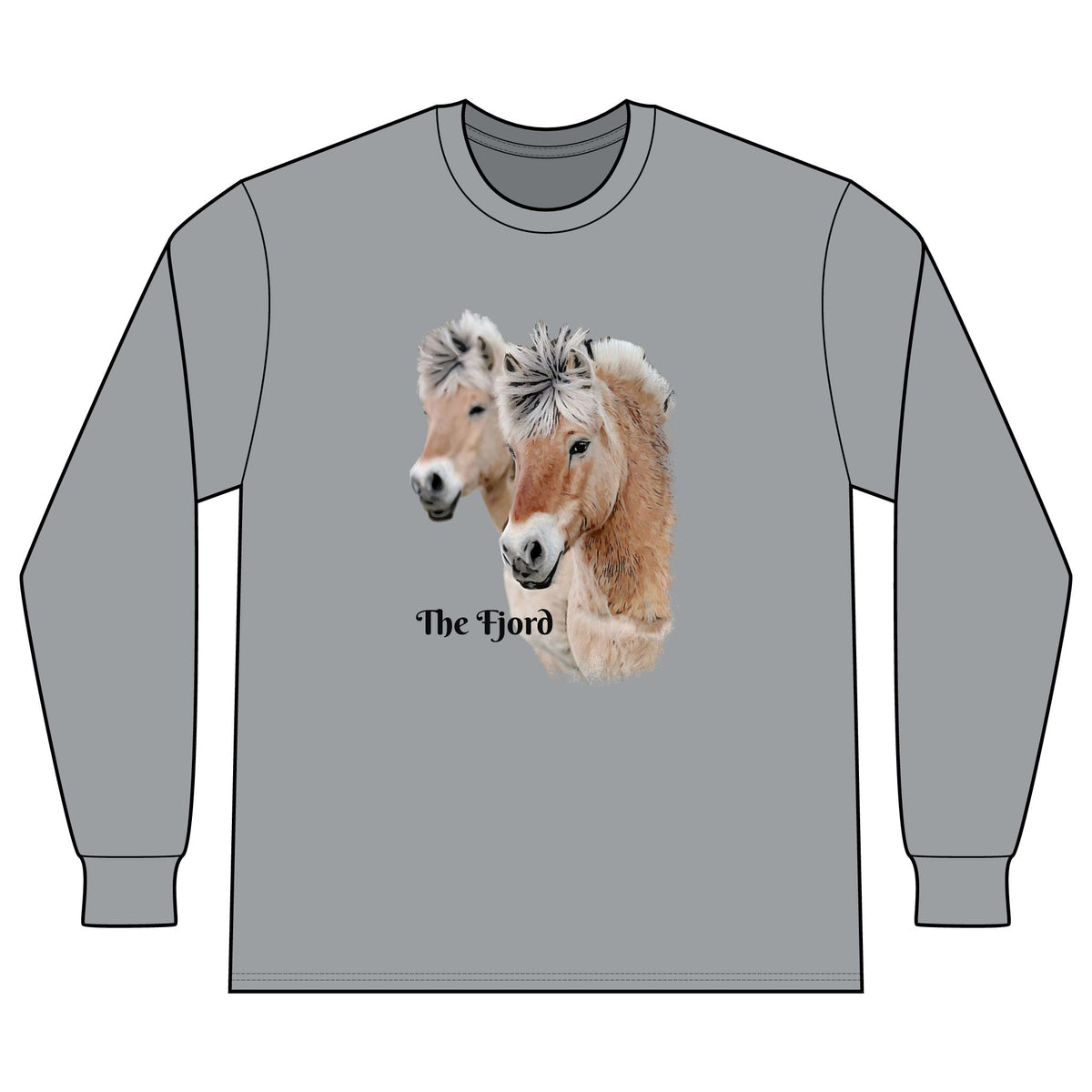 Fjord Horse Portrait Long Sleeve Shirt | Fjord Horses Illustration
