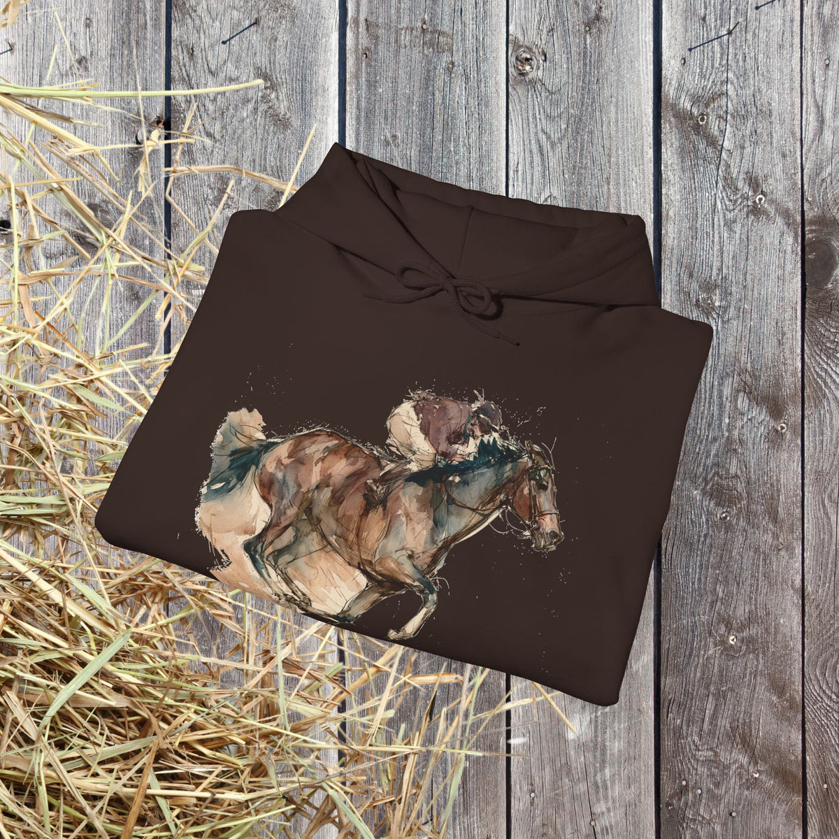 Watercolor Racehorse Hoodie – Horse Racing Sweatshirt