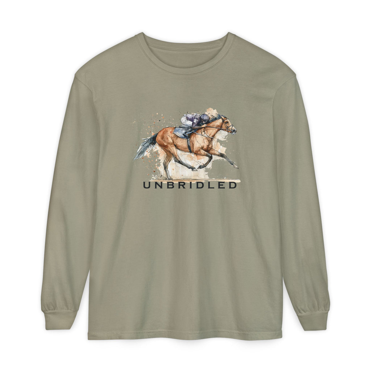 Unbridled Racehorse Long Sleeve Shirt – Comfort Colors Horse Racing Tee