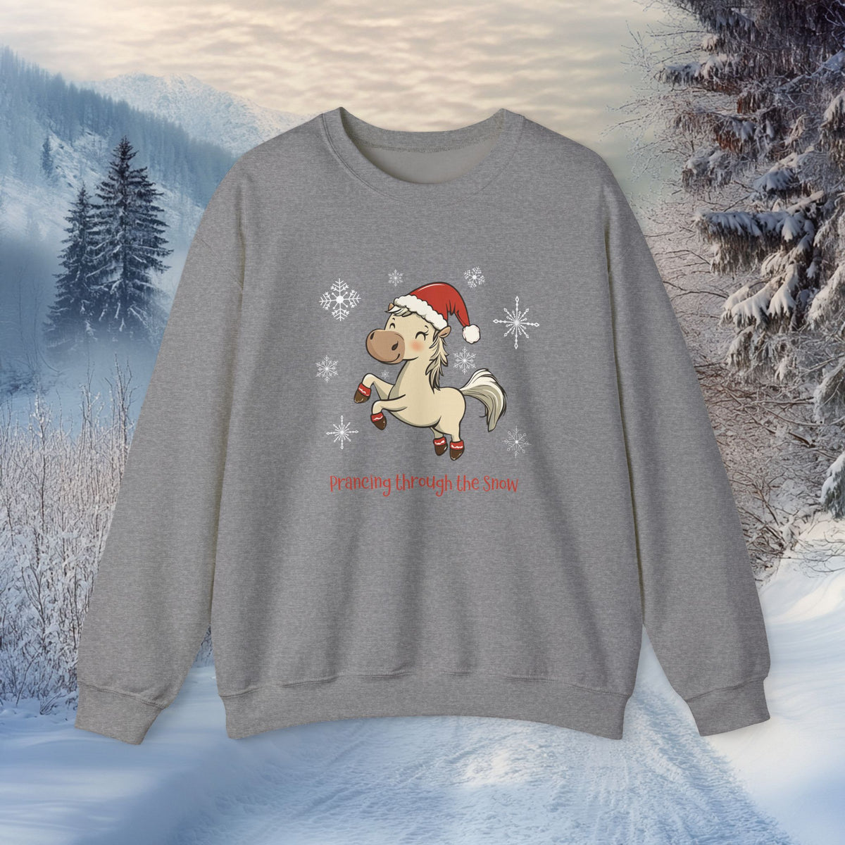 Prancing Through the Snow Horse Christmas Sweatshirt