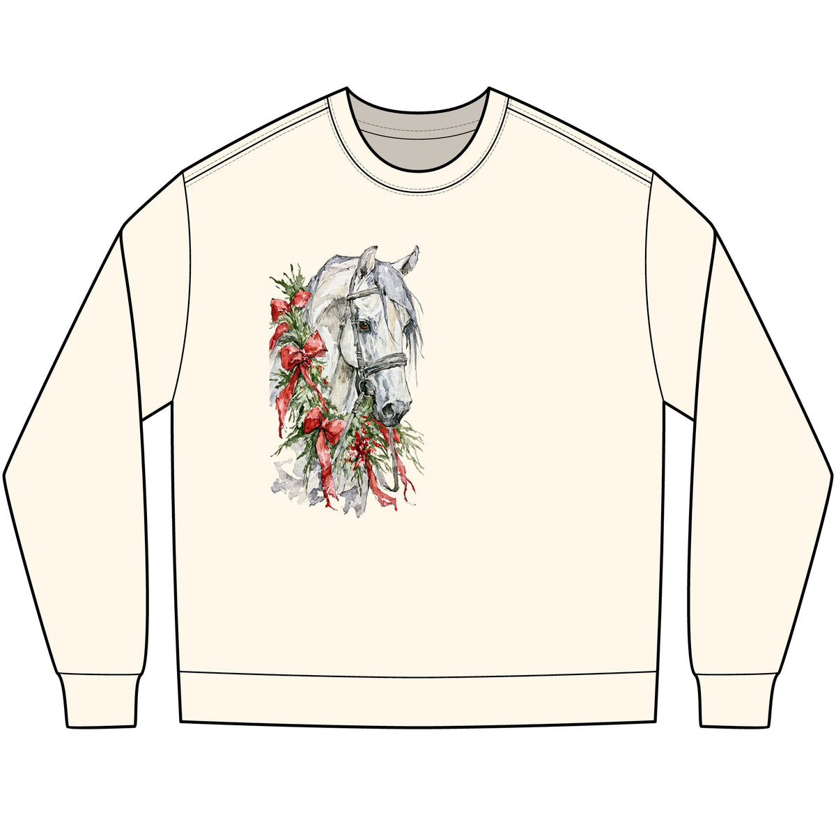 Christmas Horse Long Sleeve Shirt, Oversized Boxy Horse Tee