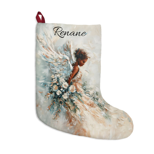 White Angel Stocking Christmas stocking, African American Holiday Decor