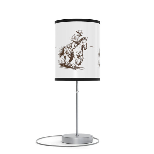 Galloping Cowboy Art Lamp, Horse Art Line Drawing Accent Lamp