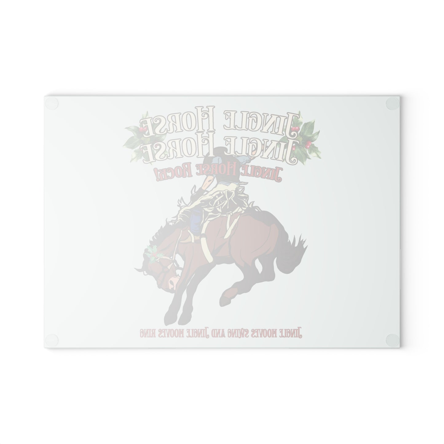 Rodeo Christmas Horse Glass cutting board – Jingle Horse Rock Cowboy - 2 sizes