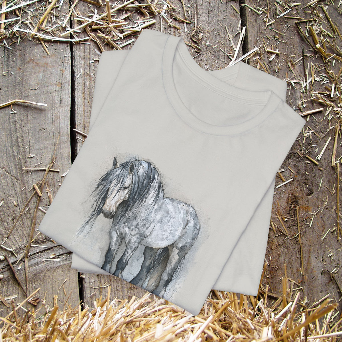 Percheron Horse T-Shirt – Watercolor Draft Horse Bella Canvas Tee