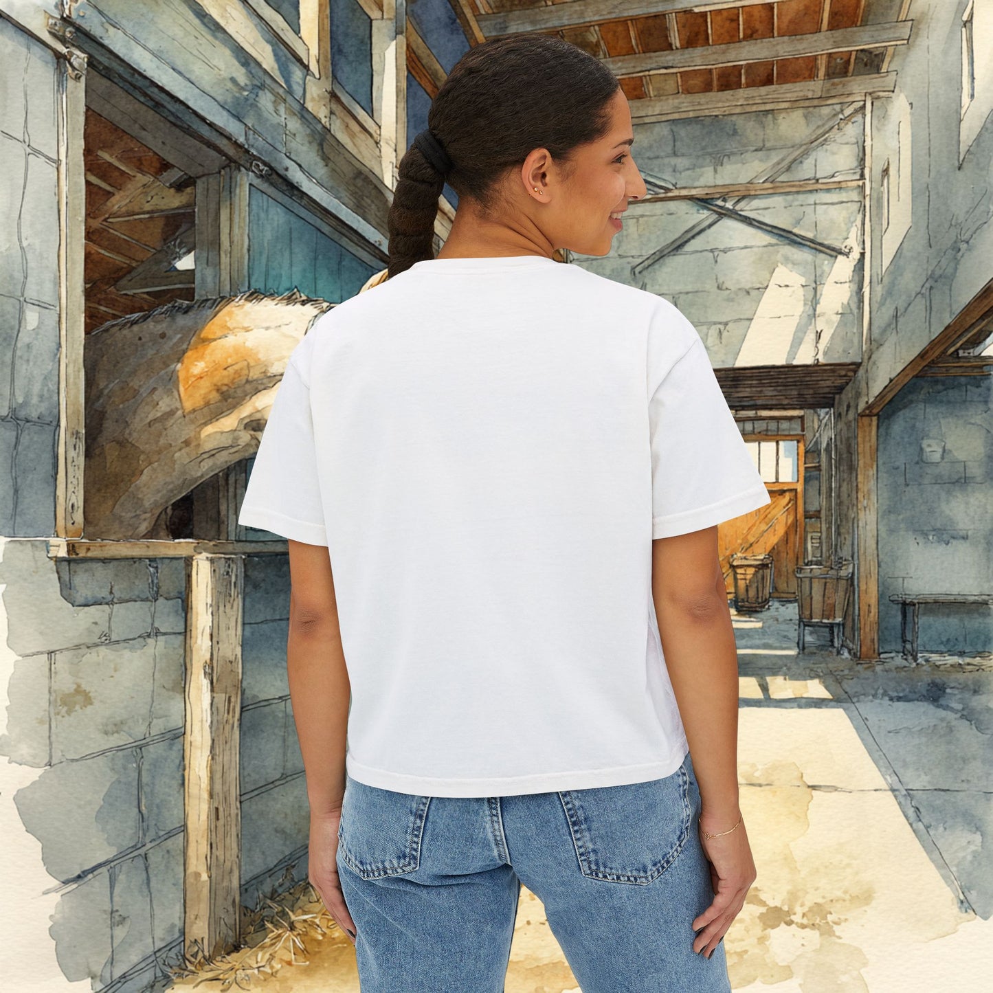 Women's Boxy Loose Fit Horse Tee — Horse Sketch "I Could Be Meaner"