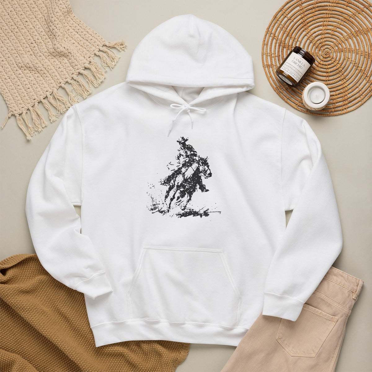 Western Ranch Horse Art Hoodie - Equestrian Sketch Sweatshirt