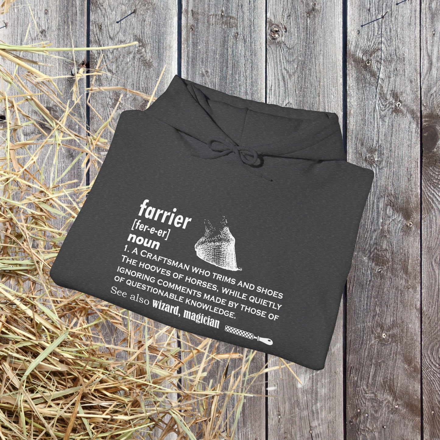 Farrier Definition Hoodie – Funny Horseshoer Gift for Farriers & Equestrians