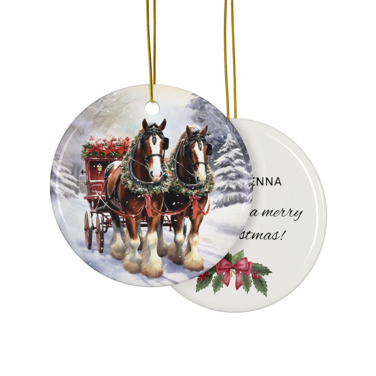 Personalized Clydesdale Horse Christmas Ornament