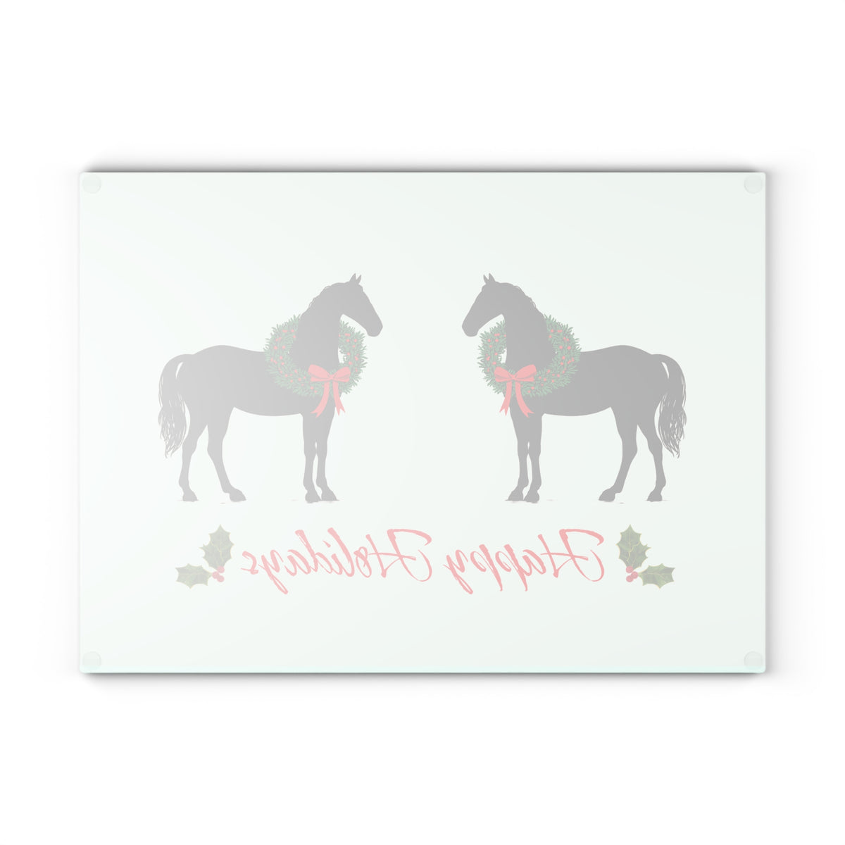 Christmas Horse glass cutting board – Personalized Black Christmas Horse
