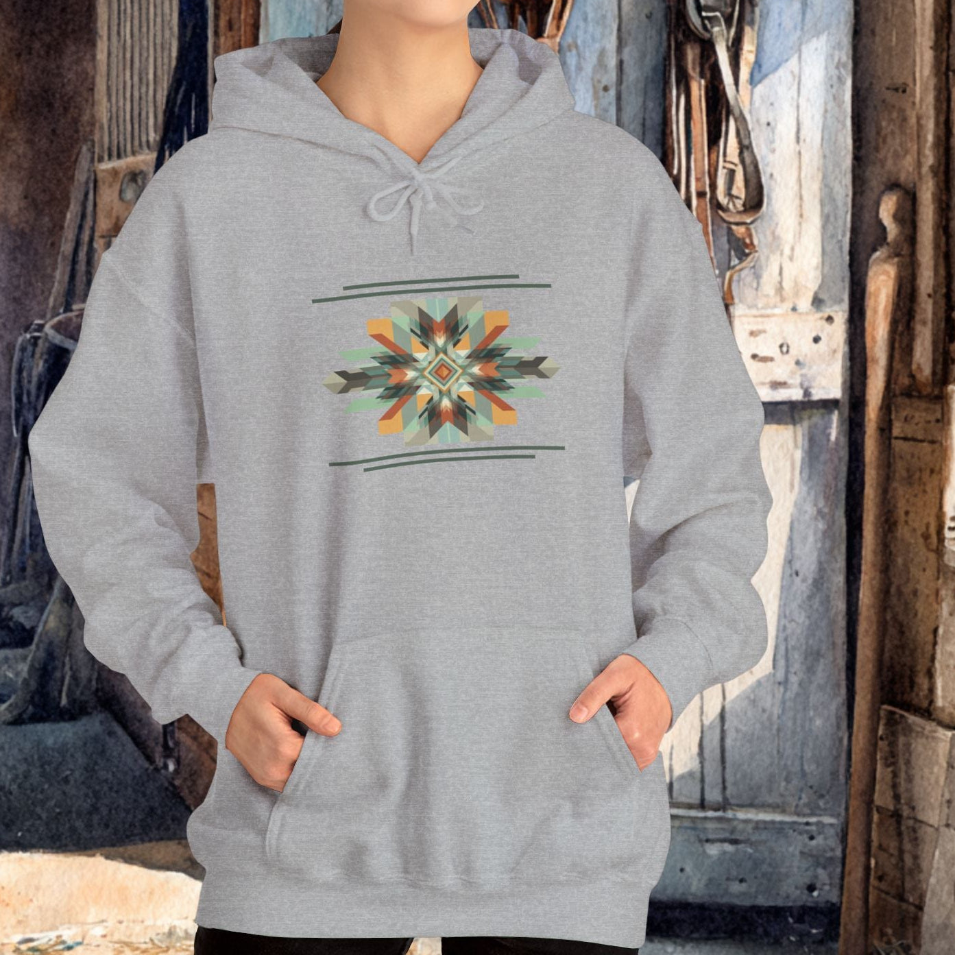 Spirit Warrior Southwestern Geometric Star Hoodie