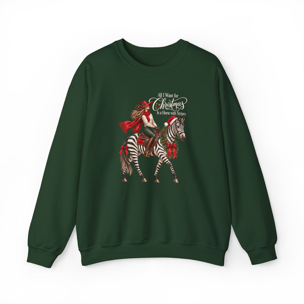 All I Want for Christmas Horse Sweatshirt – Funny Zebra Lover Gift