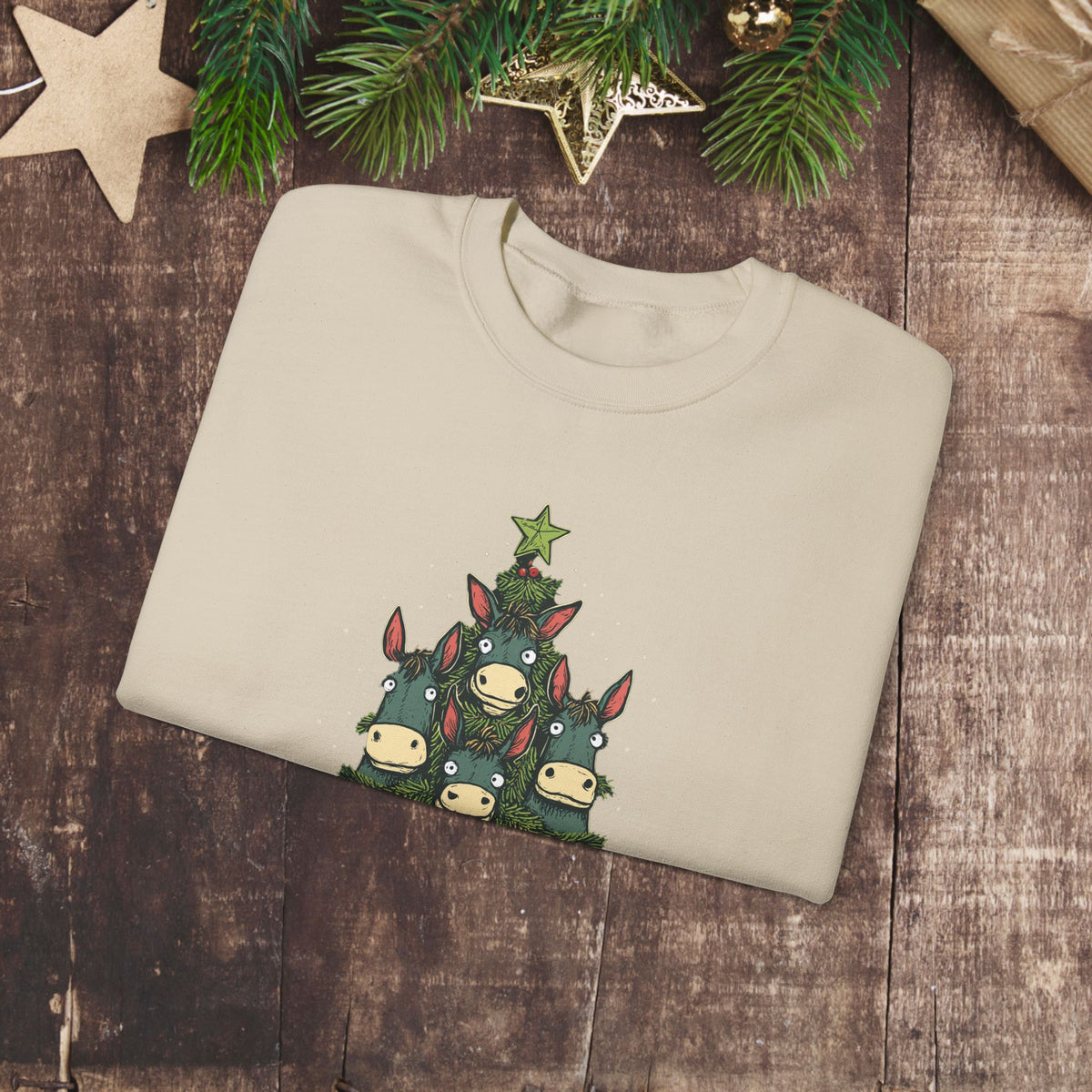 Happy Mule-Tide Christmas Sweatshirt – Funny Mule Christmas Tree Crewneck