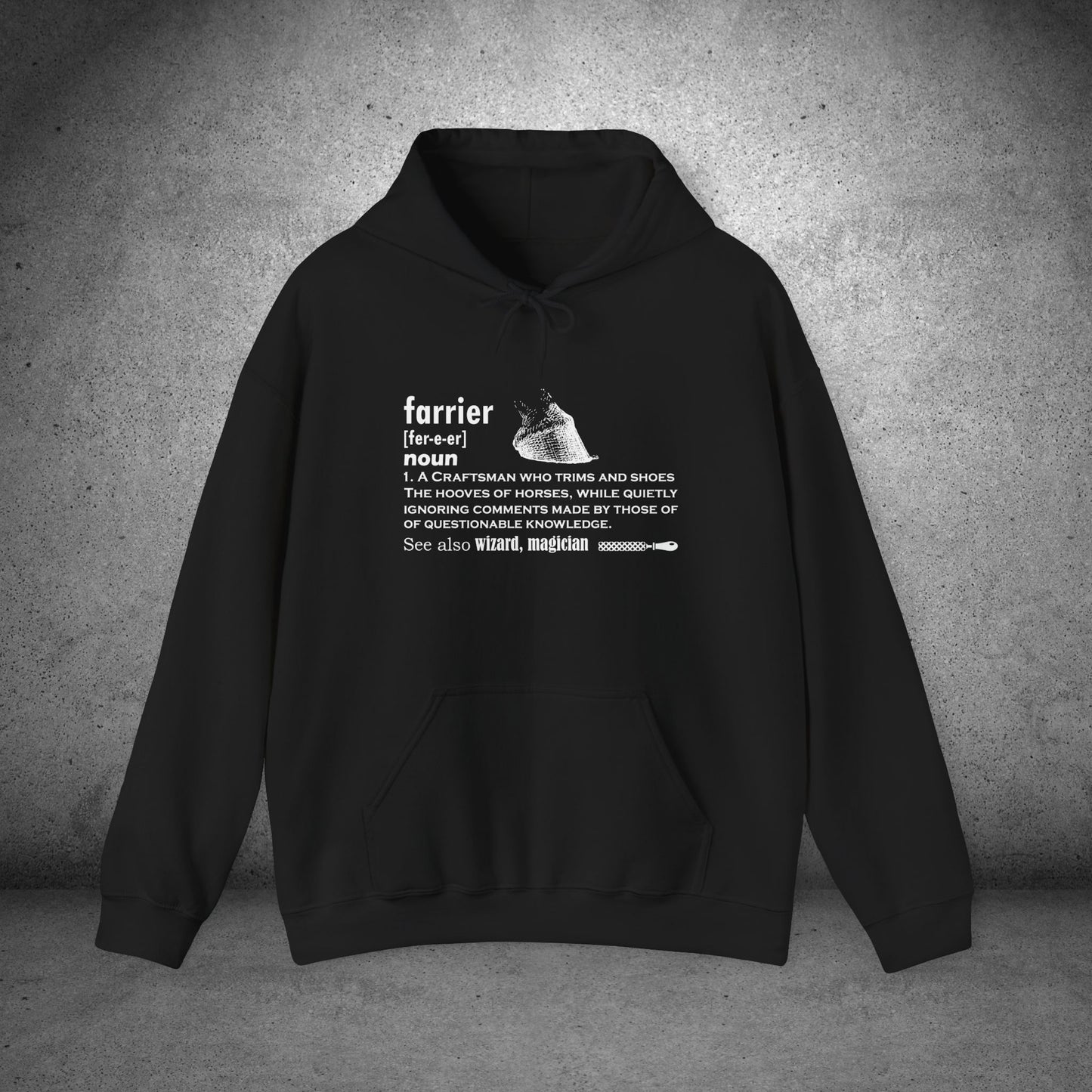 Farrier Definition Hoodie – Funny Horseshoer Gift for Farriers & Equestrians