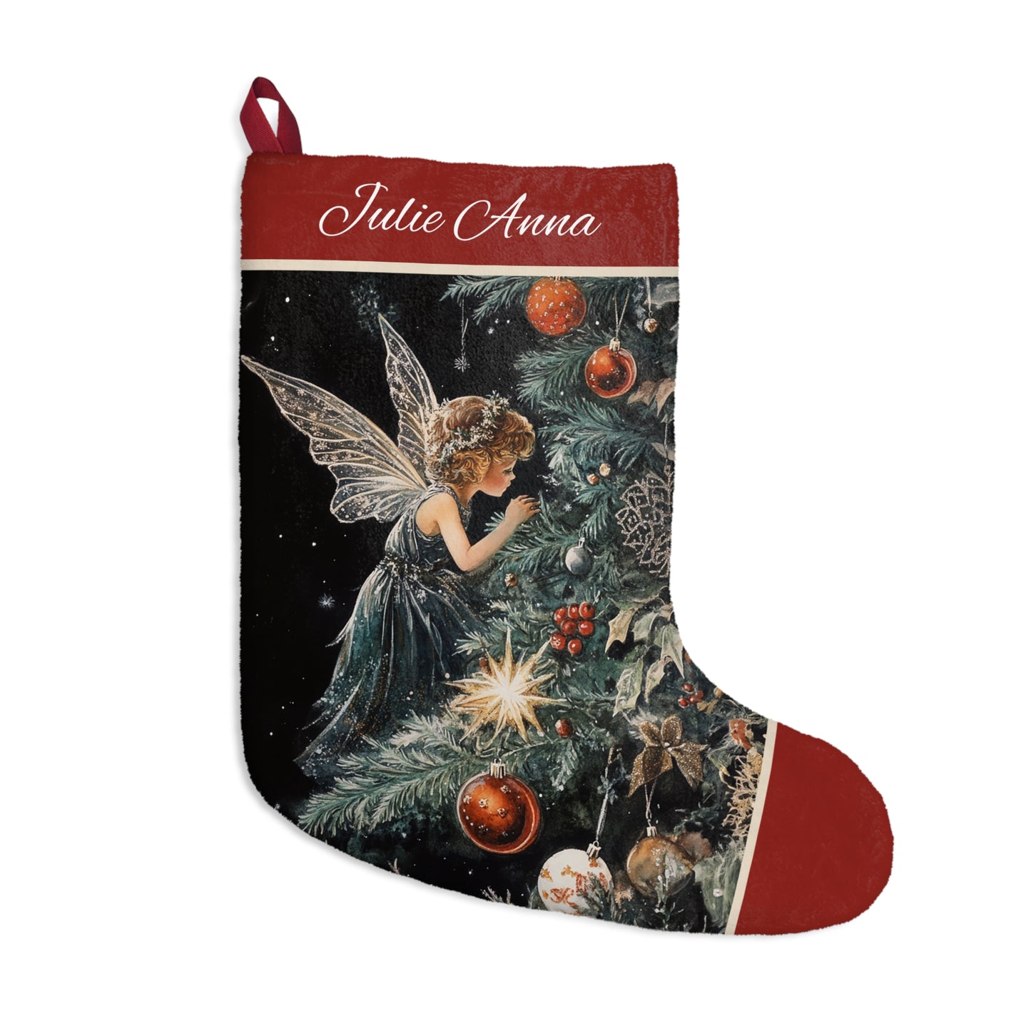 Christmas Fairy Angel Stocking, Holiday Christmas Tree Decor