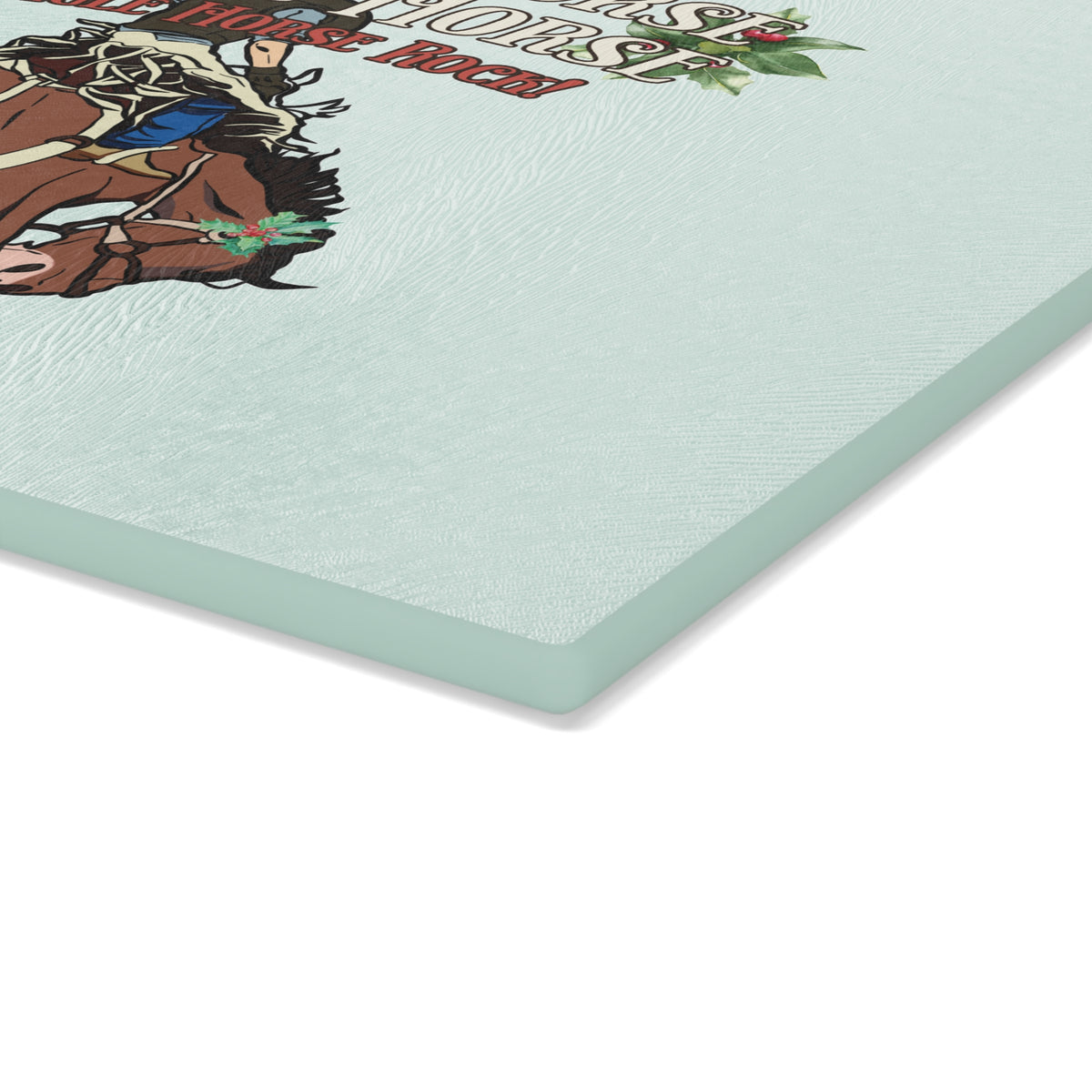 Rodeo Christmas Horse Glass cutting board – Jingle Horse Rock Cowboy - 2 sizes