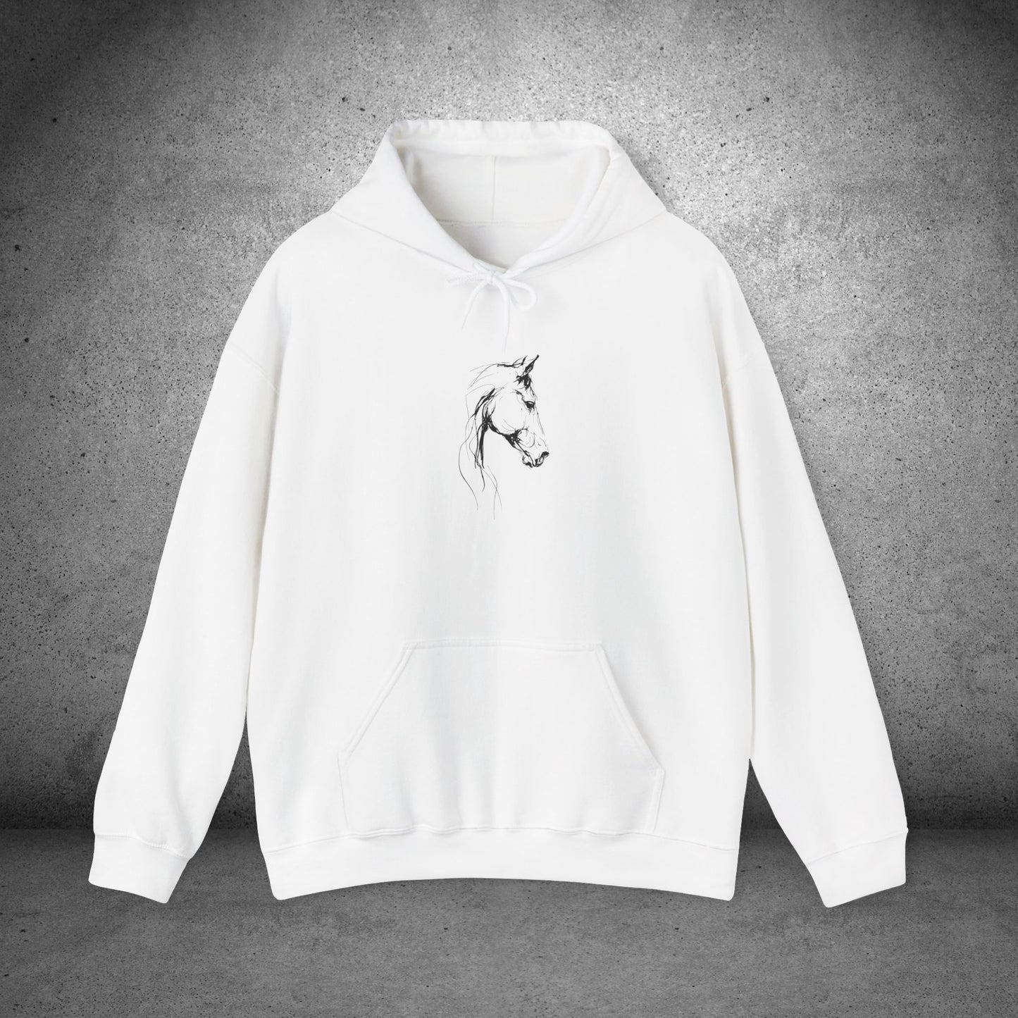Minimal Sketch Horse Hoodie — Simple Equestrian Art Sweatshirt
