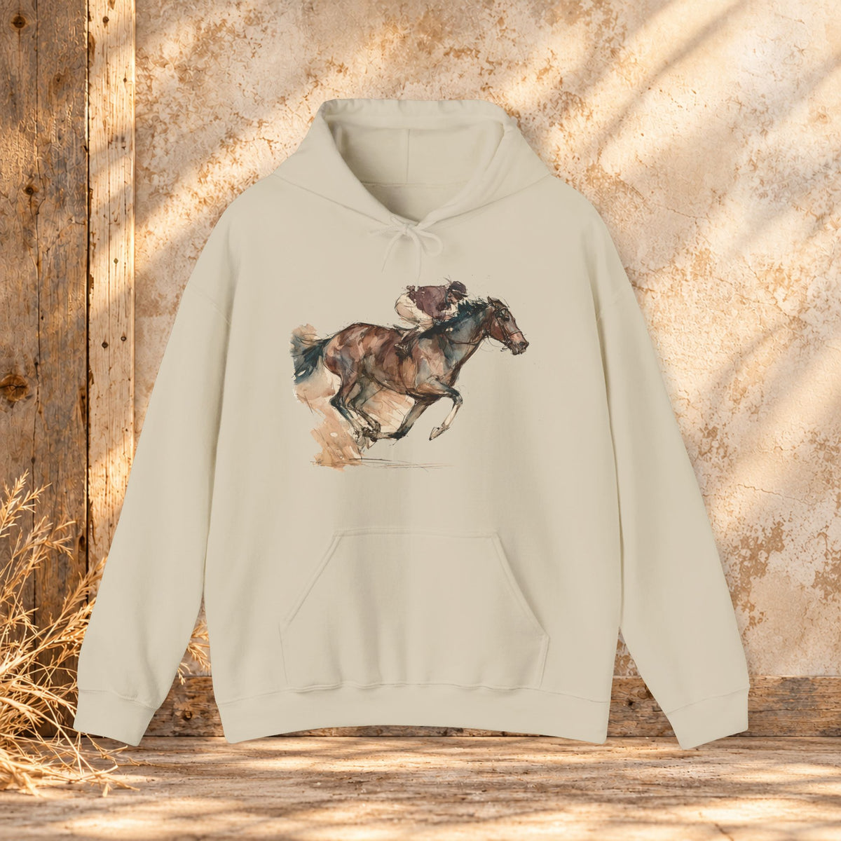 Watercolor Racehorse Hoodie – Horse Racing Sweatshirt