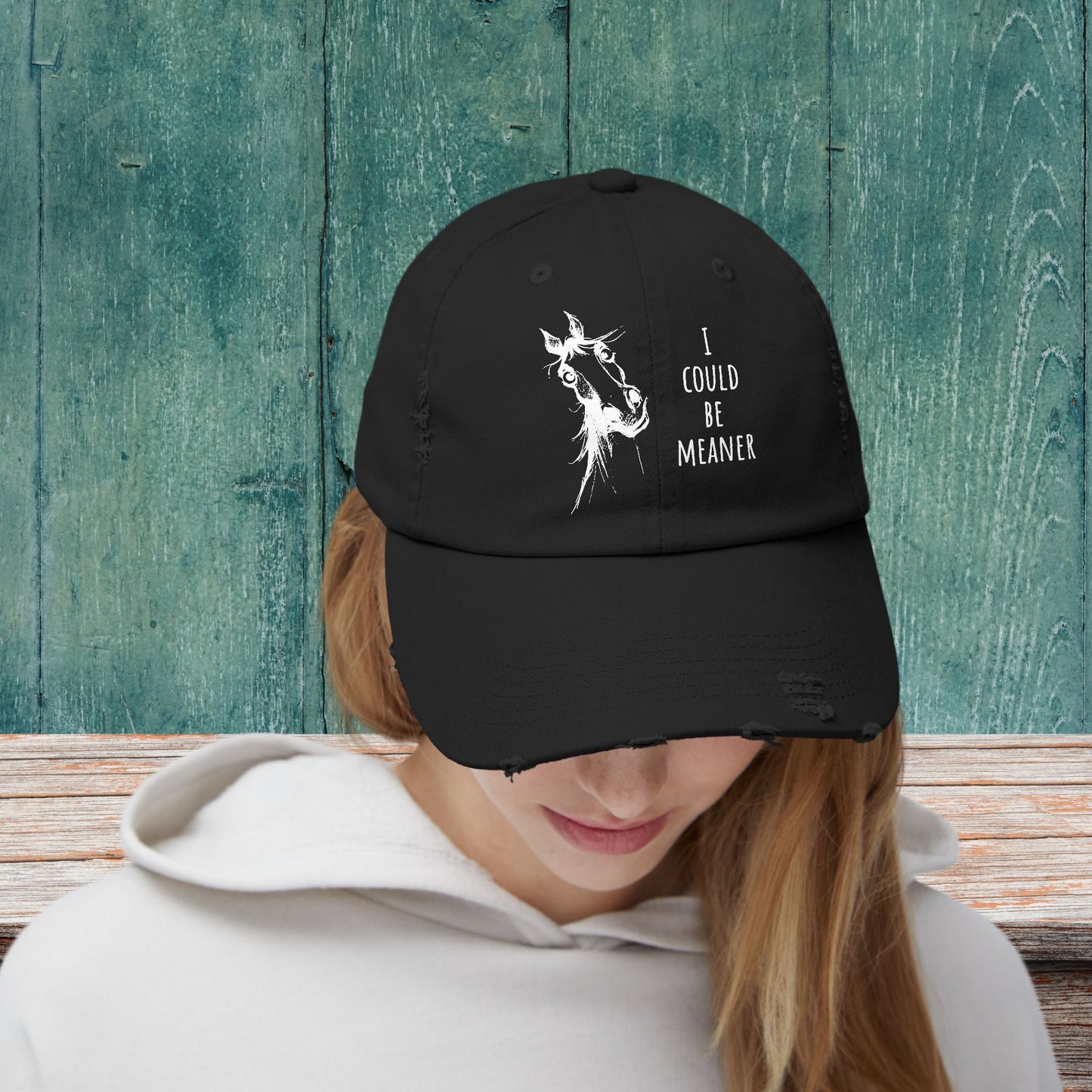 Funny Ornery Mare Hat - "I Could Be Meaner" Horse Lover