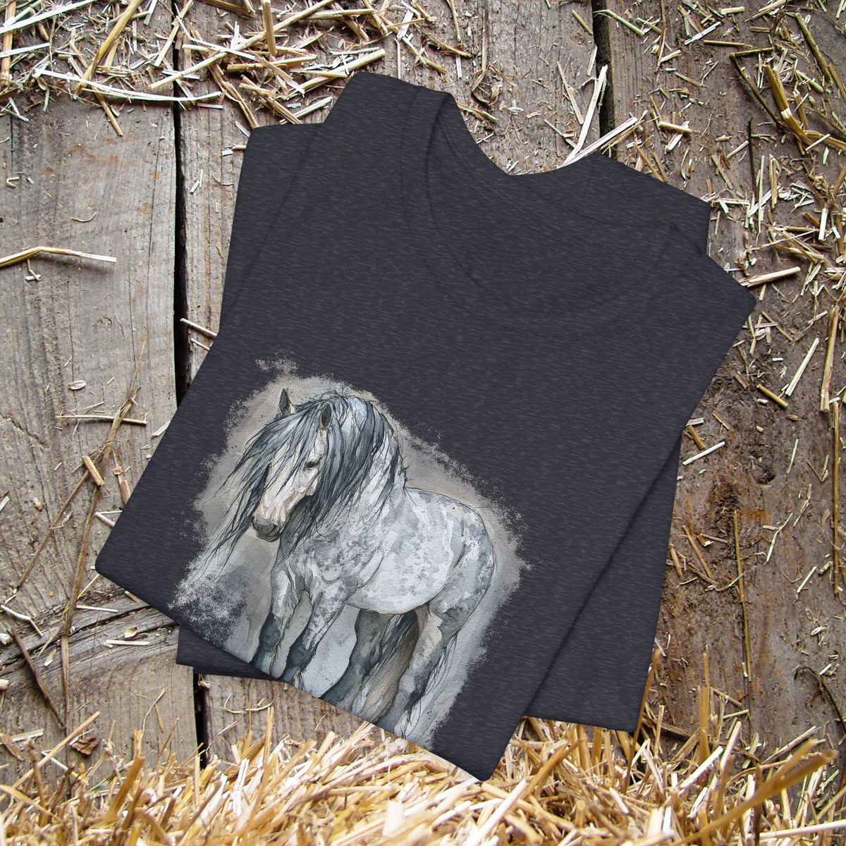 Percheron Horse T-Shirt – Watercolor Draft Horse Bella Canvas Tee