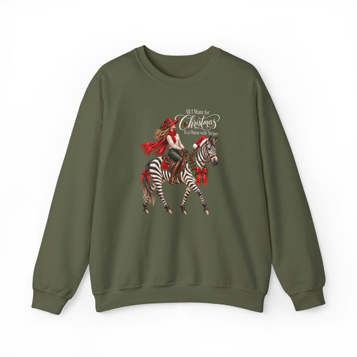 All I Want for Christmas Horse Sweatshirt – Funny Zebra Lover Gift