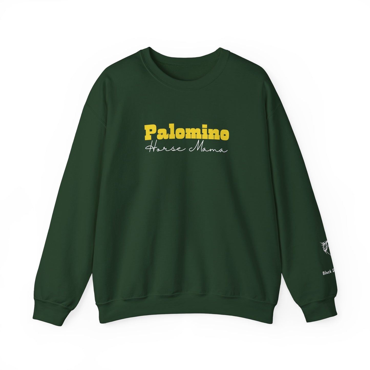 Personalized Palomino Horse Mama Sweatshirt with Horse Name on Sleeve