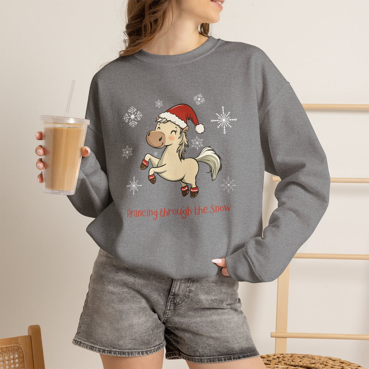 Prancing Through the Snow Horse Christmas Sweatshirt