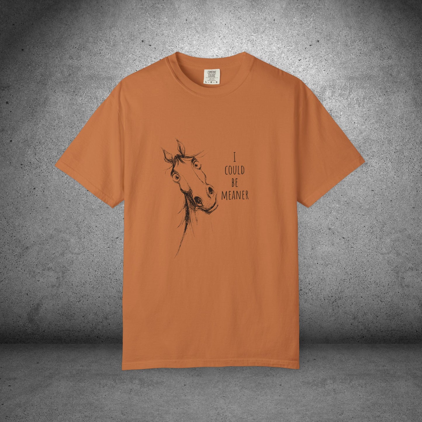 Funny Ornery Horse Cotton T-shirt - "I Could Be Meaner" Horse Lover Tee