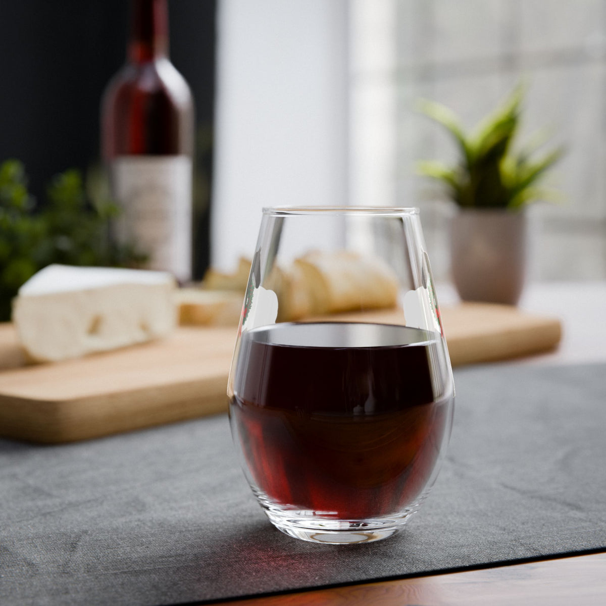 Christmas Horse Stemless Wine Glass – Personalized Black Horse - Set Optional
