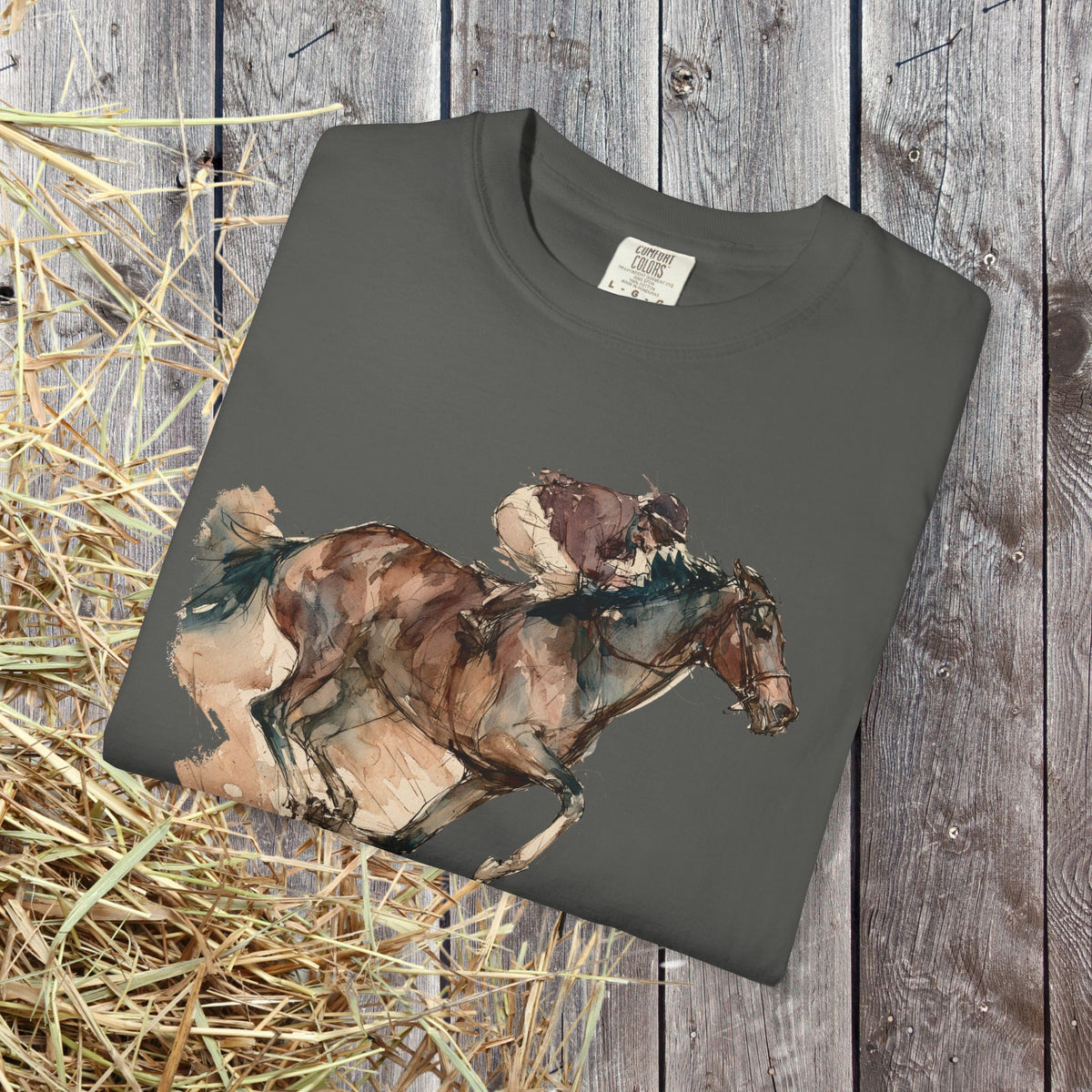 Watercolor Racehorse T-shirt- Horse Racing Comfort Colors