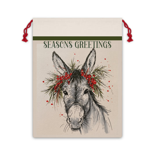 Donkey Christmas Gift Bag – Large - Reuseable Santa Sack