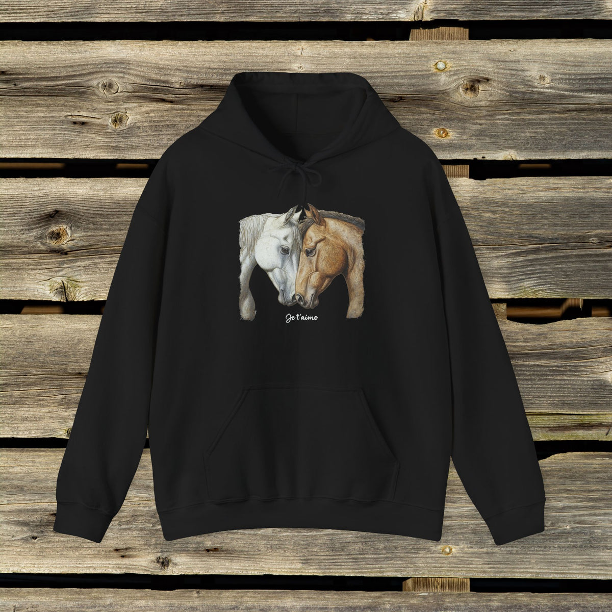 Je T’aime Horse Hoodie - Two Horses Equestrian Sweatshirt