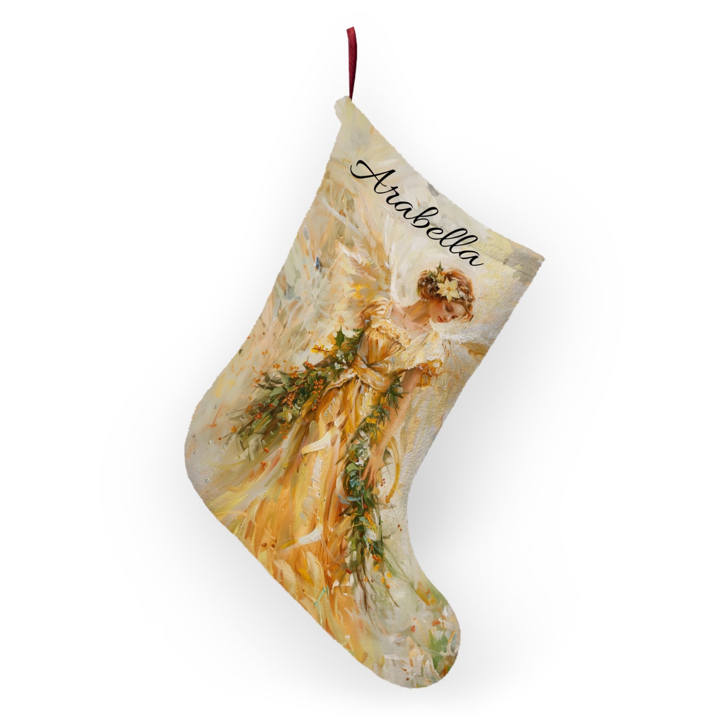 Golden Angel Christmas Stocking: Christmas Decor, Gift for Family or Friends Made in USA