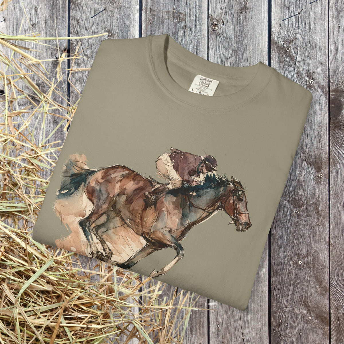 Watercolor Racehorse T-shirt- Horse Racing Comfort Colors