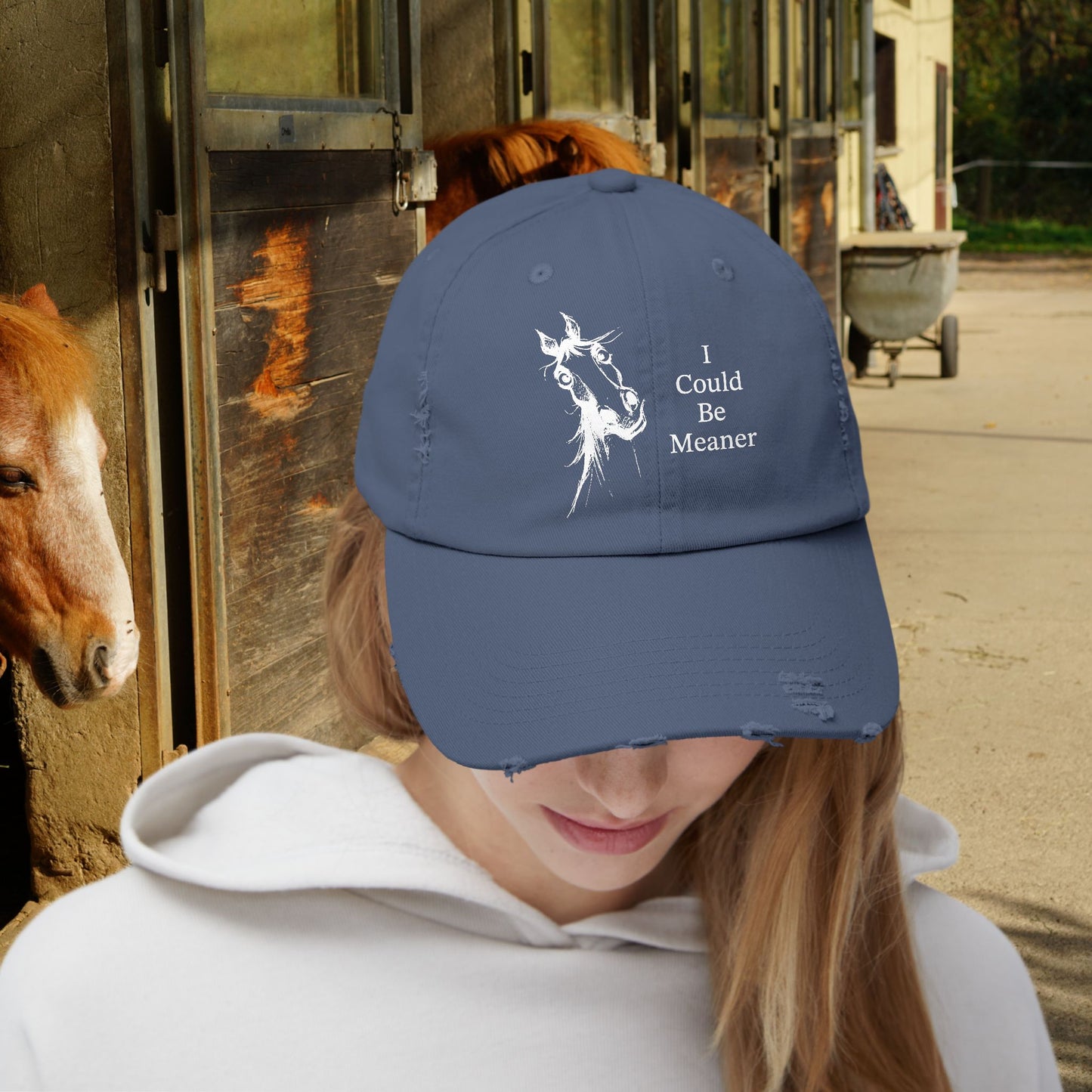 Whimsical Mare Hat I Could Be Meaner Cap | Distressed