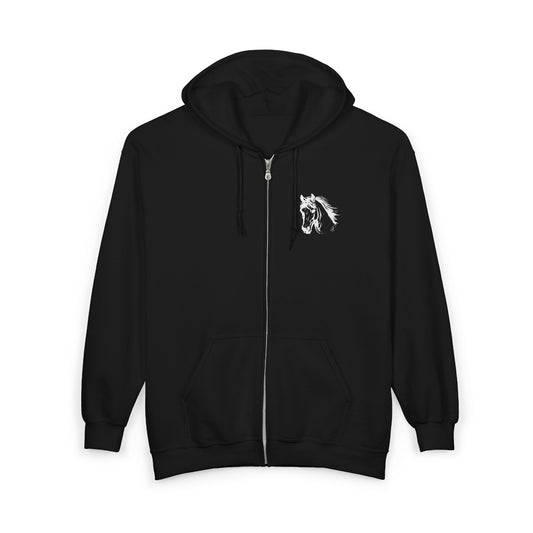 Horse Full Zip Hoodie, Galloping Horse Jacket, Equestrian Hoodie, Horse Lover Gift
