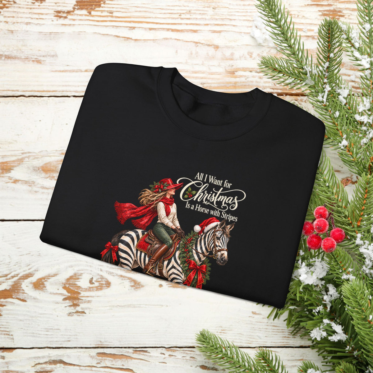 All I Want for Christmas Horse Sweatshirt – Funny Zebra Lover Gift